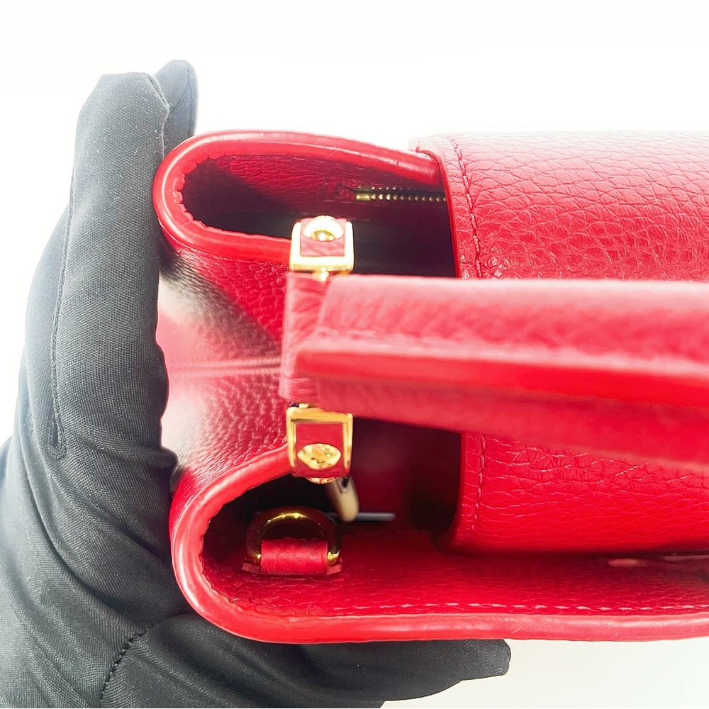 Louis Vuitton Red Grained Leather Capucines BB Bag - Picture 10 of 14